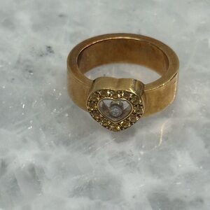 Chopard Happy Diamond 18k Yellow Gold Diamond Heart Bezel Ring size US 6